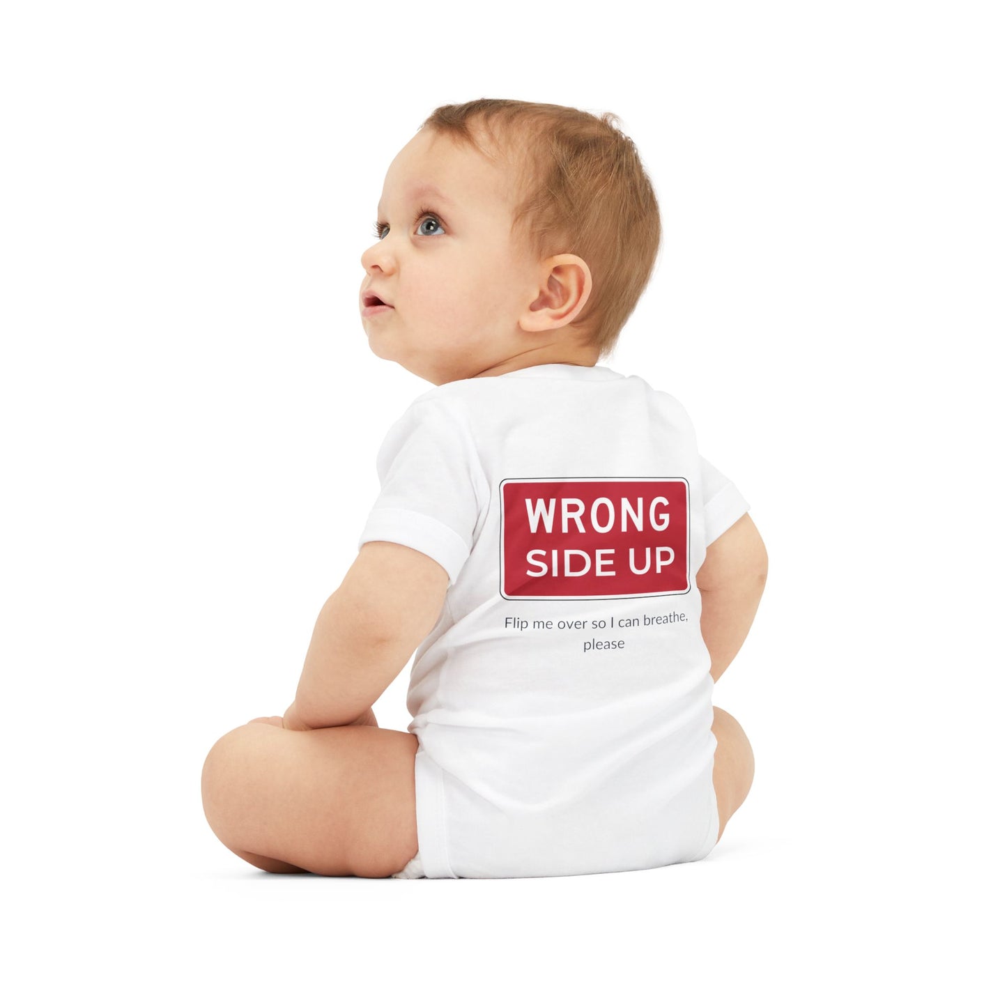 Funny Infant Jersey One Piece - "Wrong Side Up" Baby Bodysuit